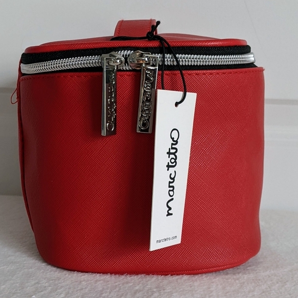 marc tetro Westie Cosmetic Case Bag Extra Large PVC Saffiano Red NWT - Picture 5 of 13